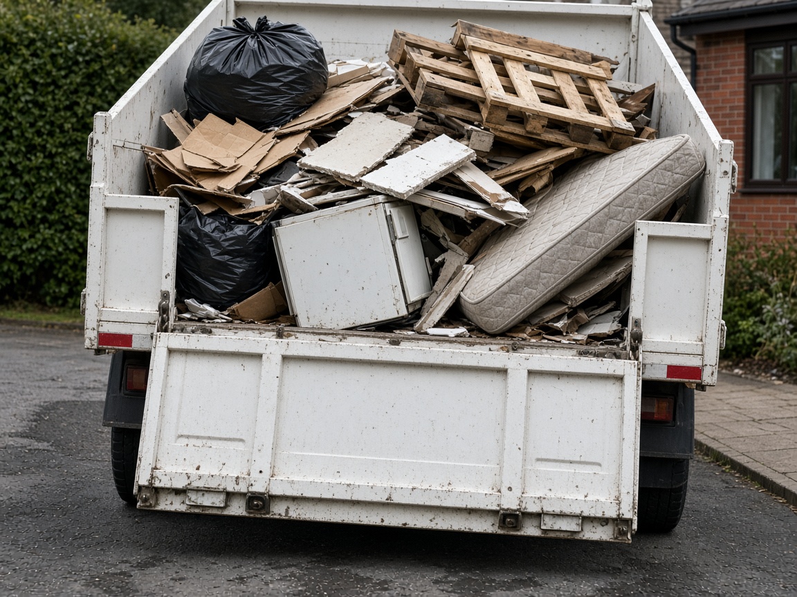 Tipper truck loaded with household waste